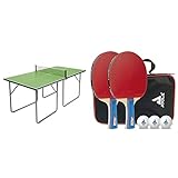Joola Unisex – Erwachsene Midsize Tischtennisplatte 19115, grün, 168x84x76 & 54820 Tischtennis-Set Duo Bestehend aus 2 Tischtennisschläger+3Tischtennisbälle+1Aufbewahrungstasche,Mehrfarbig,OneSize