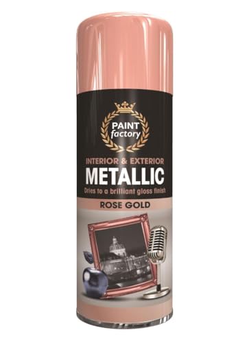 PF Metallic Spray Paints – 200ml & 400ml Aerosol Coatings for Wood, Metal, Plastic & DIY Projects – Silver, Gold, Rose Gold & Champagne Finishes (Metallic Rose Gold 400ml - 2677)