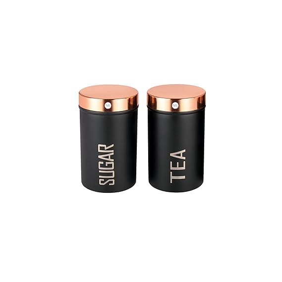 Shopsidex Stainless Steel Black Color Coated Tea Coffee Sugar Canisters Set - Stylish and Durable Containers for Your Kitchen (2) (B0DF6BQZBN) Amazon Price History, Amazon Price Tracker