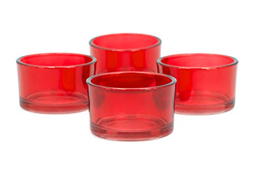 Creativery Teelichtgläser klein 51x33 mm Set 4 Stück Teelichthalter Glas Farbauswahl: rot 250