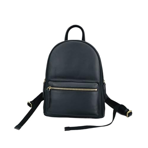 Genuine Leather Casual Daypack Women's Fashion Backpacks Handbags Travel Bags Business Laptop Bags Briefcases (Color : Black, Size : Medium)