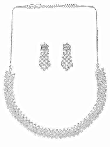 Priyaasi Studded Jewellery Set For Women (Plated) | Fancy & Party | Elegant American Diamond Jewellery Set for Women & Girls