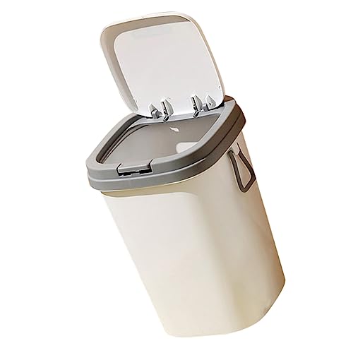 Caneca de basura rectangular con tapa gris claro