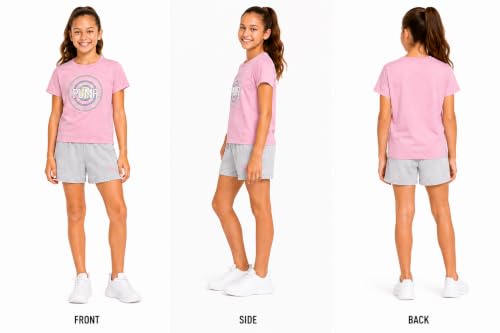 Image of PUMA Girls Athletic Shorts Set - 2 Piece Active Performance TShirt and Gym Bike Kids Shorts Girls Activewear Set (7-14)