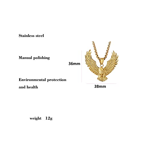 JAJAFOOK Mens Cool Gothic Tribal Stainless Steel Hawk Eagle Pendant Necklace, 20 inch Chain,Silver with Black2