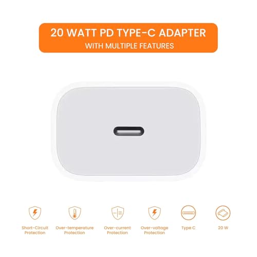 DiHines 20W USB-C Charger with Lightning Cable, White - Image 7