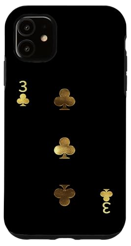 Three (3) of Clubs �|�[�J�[�J�[�h �g�����v �u���b�N�W���b�N�J�[�h �X�}�z�P�[�X iPhone 11 �p