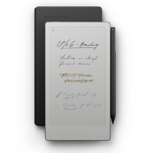Remarkable Paper Pro Move Leder-Folio-Bündel | ultrahandliches 7 3-Zoll-Farbtablet mit Marker Plus und Radiergummi und Einer Book Folio-Hülle aus schwarzem Leder