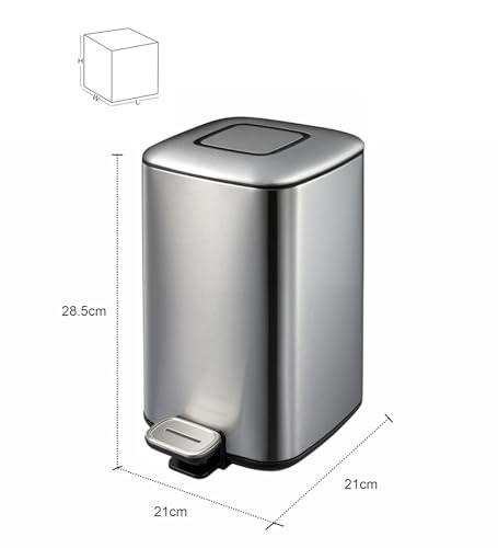 Image of Obsessions Stainless Steel Step Dustbin With Fingerprint Resistant, 6 Litres, Metallic
