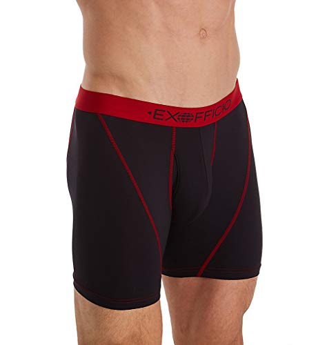 ExOfficio Give-N-Go 2.0 Sport Mesh 6in Boxer Brief - Men's Black/Scarlet Sage, XXL