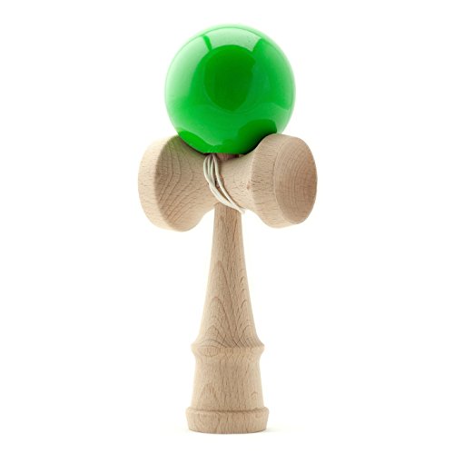 PRECORN Kendama Japanisches Geschicklichkeitsspiel grüne Kugel Holz-Spielzeug Kugelfangspiel Marke