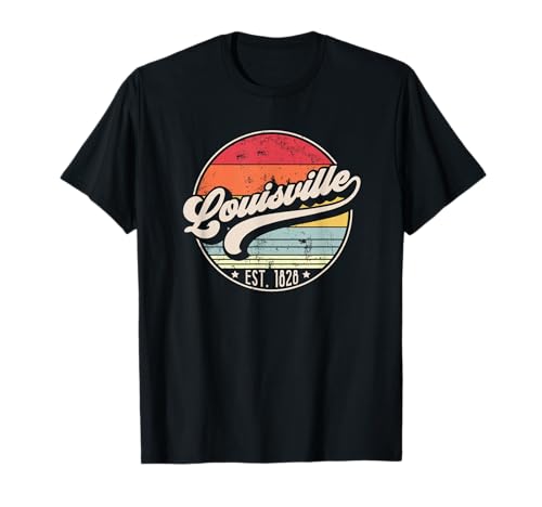 Retro Louisville KY Home City 70s Style Sunset Gift T-Shirt