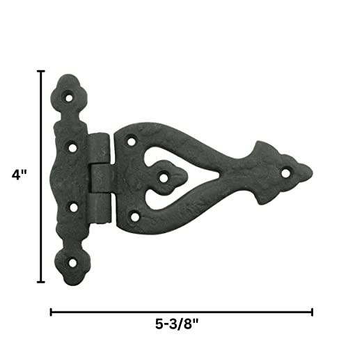 Renovators Supply Manufacturing Cabinet Door Strap Hinge With Hardware 5 3/8 In. Black Wrought Iron Flush Mount Hinge For Cabinets Pack Of 6 #TOP1