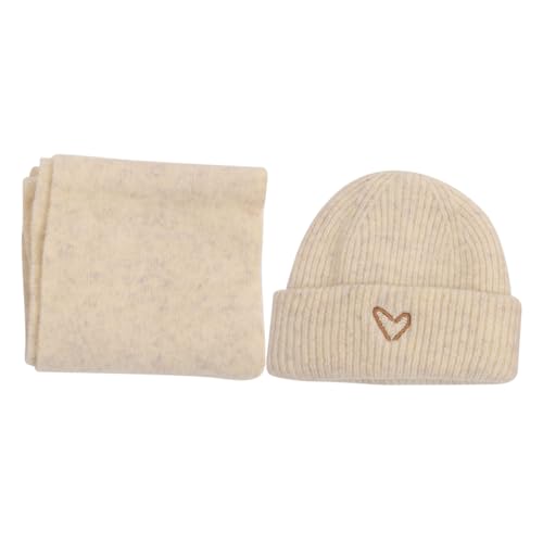 Conjunto de gorro y bufanda de punto suave con bordado delicado 4