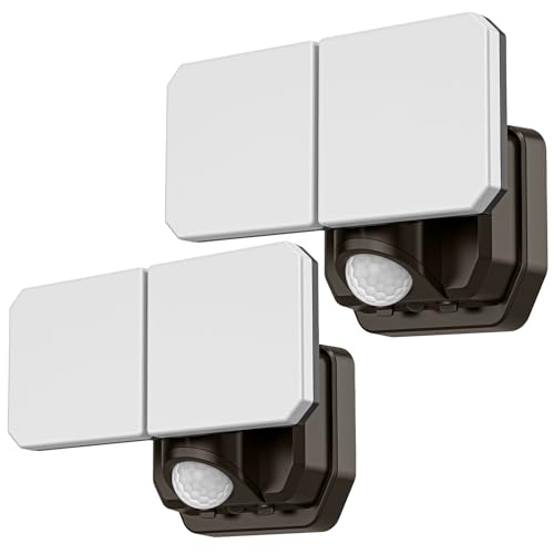 Brighter Battery Powered Motion Sensor Security Lights（2Pack,2 Modes & Brightness 1000LM Dusk to Dawn LED Wireless Flood Lights,with 2 Adjustable Head, IP65 Waterproof Outdoor Lights for Yard