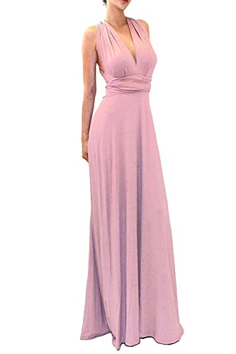 Vivicastle Women's Multiway Wrap Convertible Infinity Long Maxi Dress (L/XL, D.Rose)