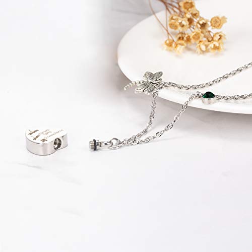 Dragonfly Urn Necklace for Ashes Personalized Gemstone Memory Pendant Cremation Jewelry4