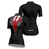 Hixingo Maillot de Ciclismo para Mujer, Tie-Dye Motivos Mujeres Ciclismo Jersey Manga, Corta Bicicletas Ropa Mountain Bike, Ourdoor Secado Rápido Transpirable MTB Camisa (Traje 5,4XL)