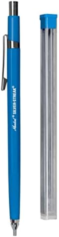 Markal 96107- Markal Silver-Streak Refillable Mechanical Holder With 6 Silver Highly Visible Reflective Lead Refills, Built-in Sharpener, 1 Click Advance -Ideal for Metal Layout & Fabrication Work