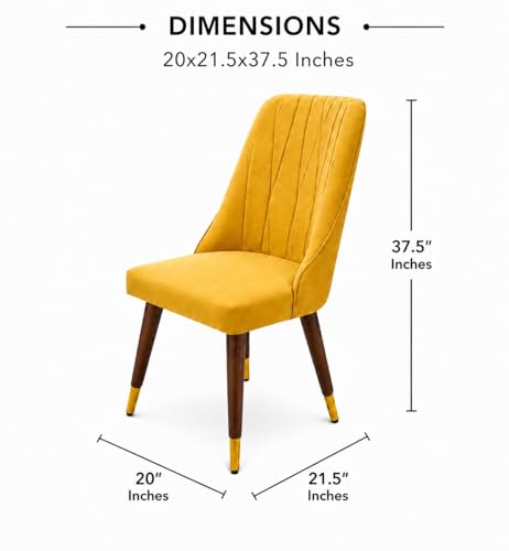 Image of WOODEN SPACE 6-Seater Wooden Dining Table Set | Nano Composite Marble Top | Solid Wood Base | Modern Dining Room Furniture with 6 Chairs (Yellow Frontline)