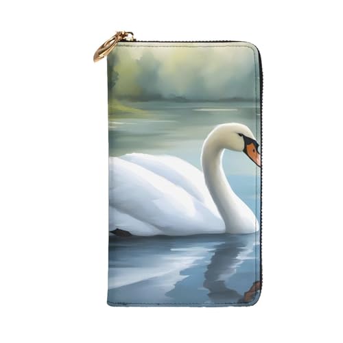 Leather Wallet - Stylish and Durable Wallet for Women with Multiple Compartments and Zipper Design Beautiful White Swan Picture2