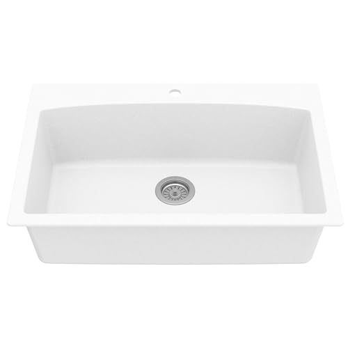 Karran QT-712 33 Inch Drop-In Quartz Composite Single Bowl Kitchen