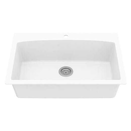 Karran QT-712 Drop-In Quartz Composite 33 in. 1-Hole Single Bowl Kitchen Sink in White