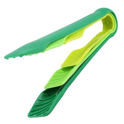 Image of 3 Piece Multifunctional Plastic Food Tongs Kitchen Bread Non-Slip Cooking Clip Clamp BBQ Salad Tools Grill Utensils - 6 /8 /10 Inch (Green)