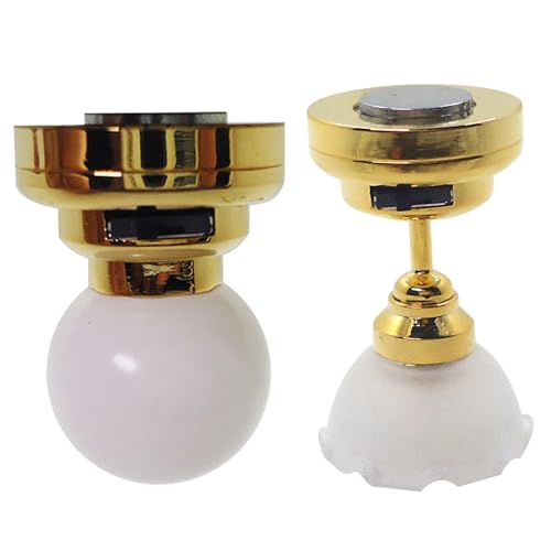 Plafonnier LED réaliste pour Maison de poupée, 2 pièces, plafonnier Miniature 1/12, à Piles
