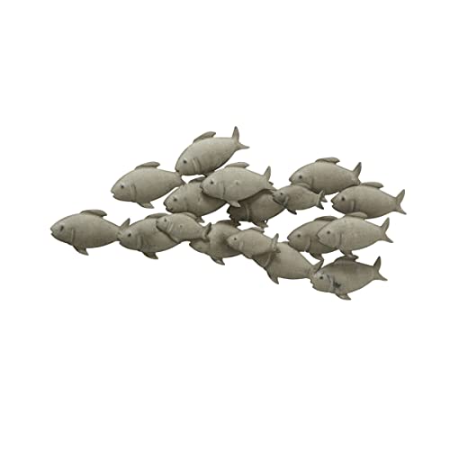 BOLTZE Wandobjekt Wandbild Wanddeko Fischschwarm grau Eisen LxTxH in...