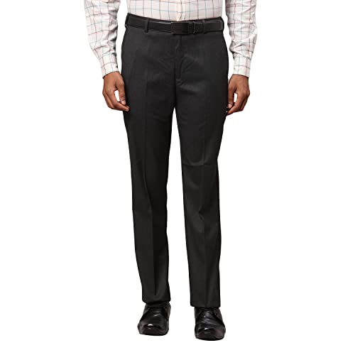 Image of Park Avenue Men's Polyester Blend Structure Pattern Smart Fit Flat Front Formal Trouser