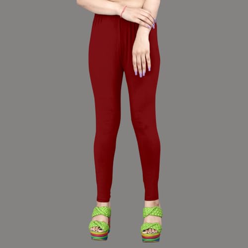 Image of Women's Solid Mid Rise Slim Fit Ankle Length Leggings - Comfortable and Stylish Yoga Pants for Workout, Running and Everyday Wear
