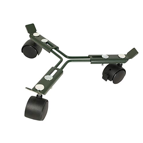 AFP Pflanzenroller Metall, grün für schwere Blumenkübel mit Feststeller, Größe verstellbar, 80 kg Tragkraft/gegen Bodenfrost u. Staunässe / 2 Jutesäckchen gratis