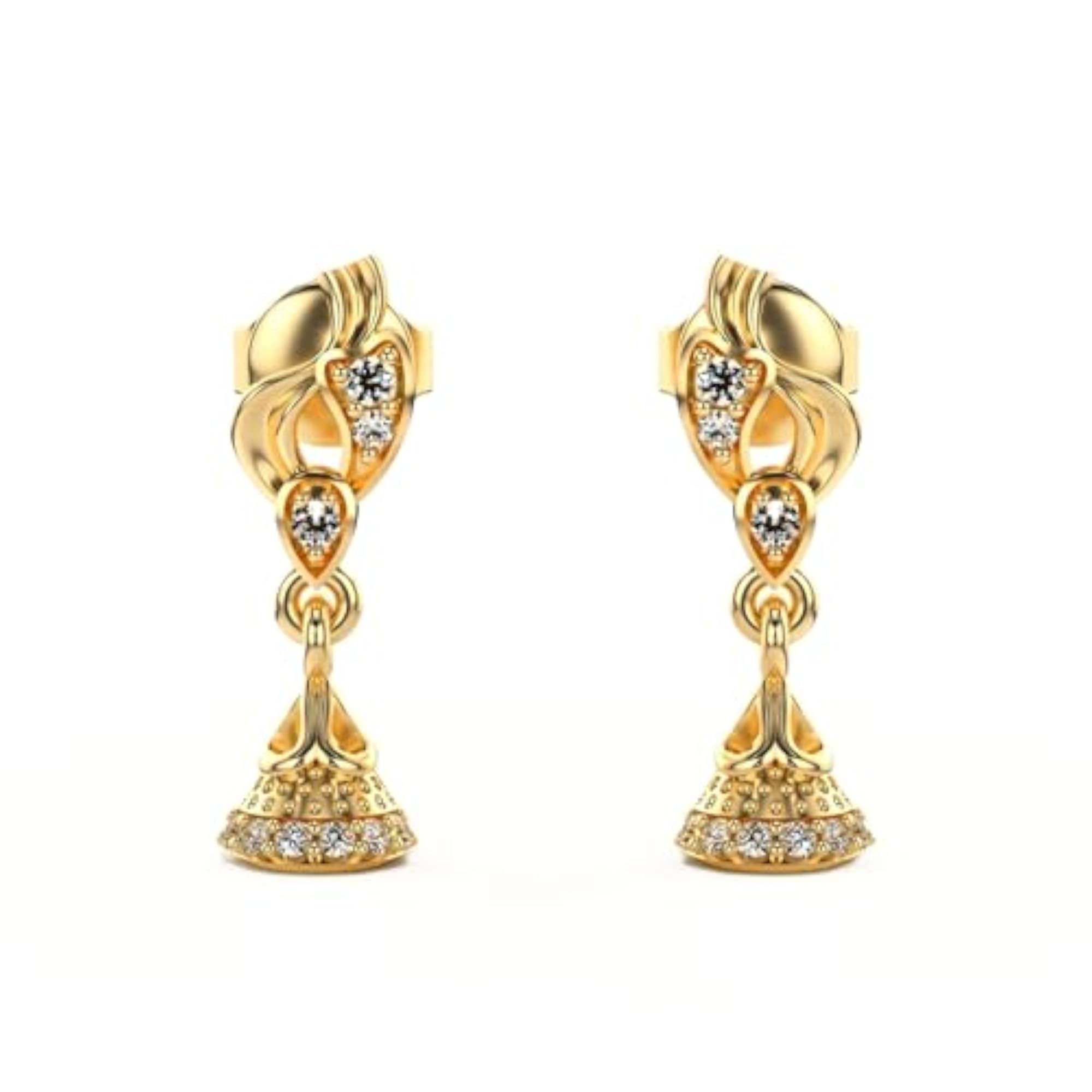 Women's Stylish Yellow Sterling Silver Lab Grown Diamond Earrings, 0.14cts