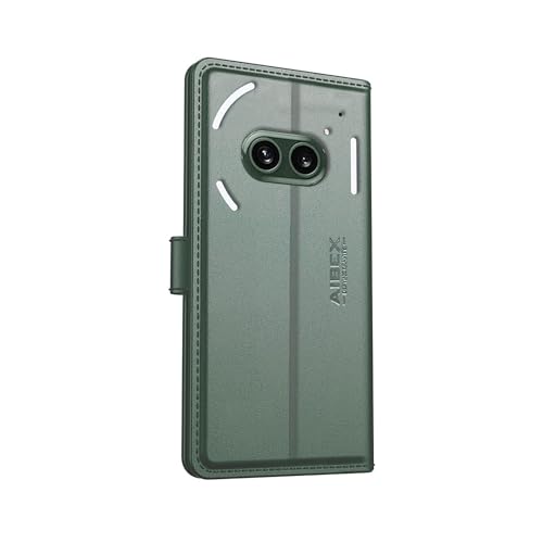 Image of AIBEX Nothing Phone 2 (a) / Nothing Phone (2a) Plus Flip Cover Leather Finish with Magnatic Closure | Inside TPU with Card Pockets | Wallet Stand | Complete Protection Flip Case - Green