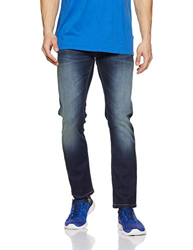Image of Amazon Brand - Inkast Denim Co. Men's Slim Straight Fit Stretchable Jeans (IN-SS-120 DARK BLUE 36)