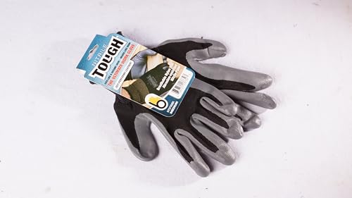 Brussel&rsquo;s Bonsai Nitrile Tough Gardening Gloves &ndash; Durable Nitrile Coated Gloves &ndash; Black, Pair...