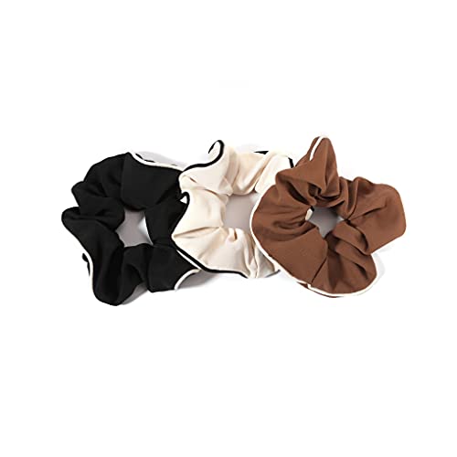 NAINAI シュシュ おしゃれ 大人 シンプル ヘアアクセサリー 大人 レディース かわいい おしゃれ プレゼント 収納袋プレゼント (ブラック、モカ、ベージュ)