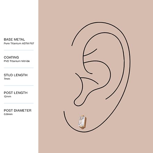 Titanium Stud Earrings – Implant Grade Flat Back Hypoallergenic Earrings for Women | Medical Grade Titanium Studs for Sensitive Ears | Waterproof Sleep-Safe Earrings3