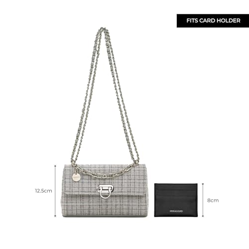 Image of Miraggio Covey Crossbody Bag For Women | Tweed Texture Sling Bags With Convertible Chain | Gift Items For Women
