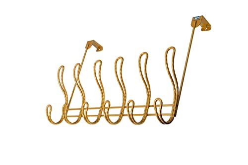 FantasHome Twisted Design Over The Door Hook Rack, Over The Door Towel Rack, Door Hanger, Door Coat Hanger, Over The Door Coat Rack, for Bathroom, Bedroom or Laundry Room (Gold with 12 Hooks)