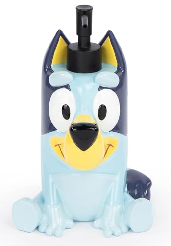 Jay Franco Bluey Soap Dispenser - Blue Kids Bathroom Accessory - Resin Lotion Pump