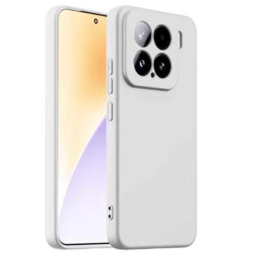 Image of DIZORO Compatible with Mi Xiaomi 15 5G Back Cover case with Upgraded Square Edges for Camera Protection Shockproof Flexible Matte Liquid Silicone Mobile Phone Case- White