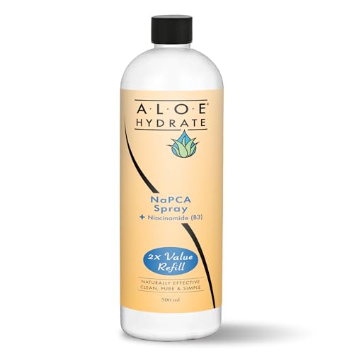 NaPCA Moisturizer Facial Mist; 2X Value Refill. Sodium PCA in Aloe vera Spray. Hydrating Face Mist & Toner - Lightweight Feel - Refresh, Sooth, Restore - Dry, Oily, Sensitive, Acne Prone Skin(500ml)