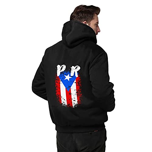 BAIKUTOUAN Puerto Rico PR Flag Men's Hoodies Thick Warm Lining Hooded Sweatshirt Zip-up Coat Casual Jacket2