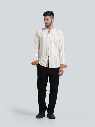 Image of StitchX Men's Full Sleeve Mandarin Collar Jacquard Shirt