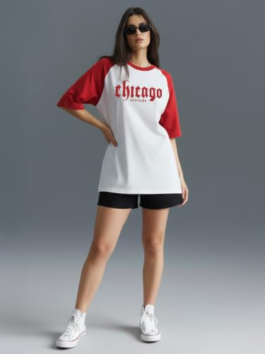 Image of LEOTUDE Half Sleeve Round Neck Tshirt for Women, Oversized Longline