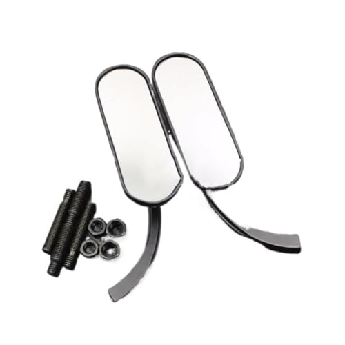 Espejos retrovisores de moto mini ovalados con acabado negro texturizado duradero