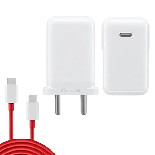 Image of Original 65W Warp Charger Adapter with Type C to C Cable Compatible with Oneplus 10 /10 Pro /9 /9 Pro / 9R / 8 / 8T / Nord /Ce with 6 Months Warranty