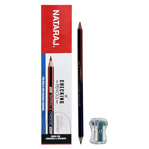 NATARAJ Matite a quadretti rosse e blu, forma esagonale, mina resistente alla rottura, impugnatura comoda e morbida, design a doppia testa, adatte per bambini (confezione da 1) NATARAJ Matite a quadretti rosse e blu, forma esagonale, mina resistente alla rottura, impugnatura comoda e morbida, design a doppia testa, adatte per bambini (confezione da 1)